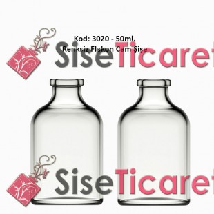 50ml. Flakon Renksiz Cam Şişe Kod: 3020 