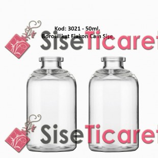 50ml. Borosilikat Flakon Cam Şişe Kod: 3021 