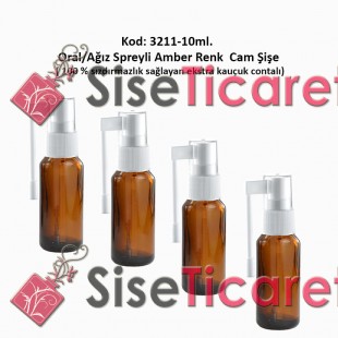 10ml. Ağız Spreyli Amber Renk Cam Şişe Kod:3211 