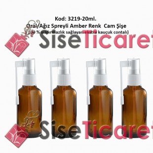 20ml. Ağız Spreyli Amber Renk Cam Şişe Kod: 3219 