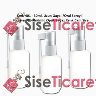 30ml. Ağız Spreyli Opak Beyaz Cam Şişe Kod 401 