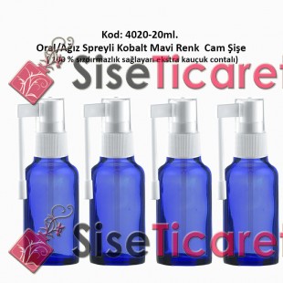 20ml. Ağız Spreyli Kobalt Mavi Cam Şişe Kod 4020 