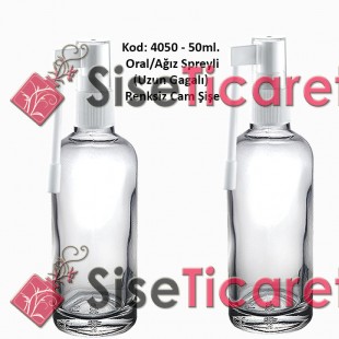 50ml. Ağız Spreyli Renksiz Cam Şişe Kod: 4050 