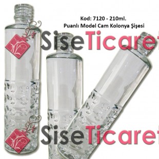 Cam Kolonya Şişesi 220ml Puanlı Desenli Kapaksız Kod 7120
